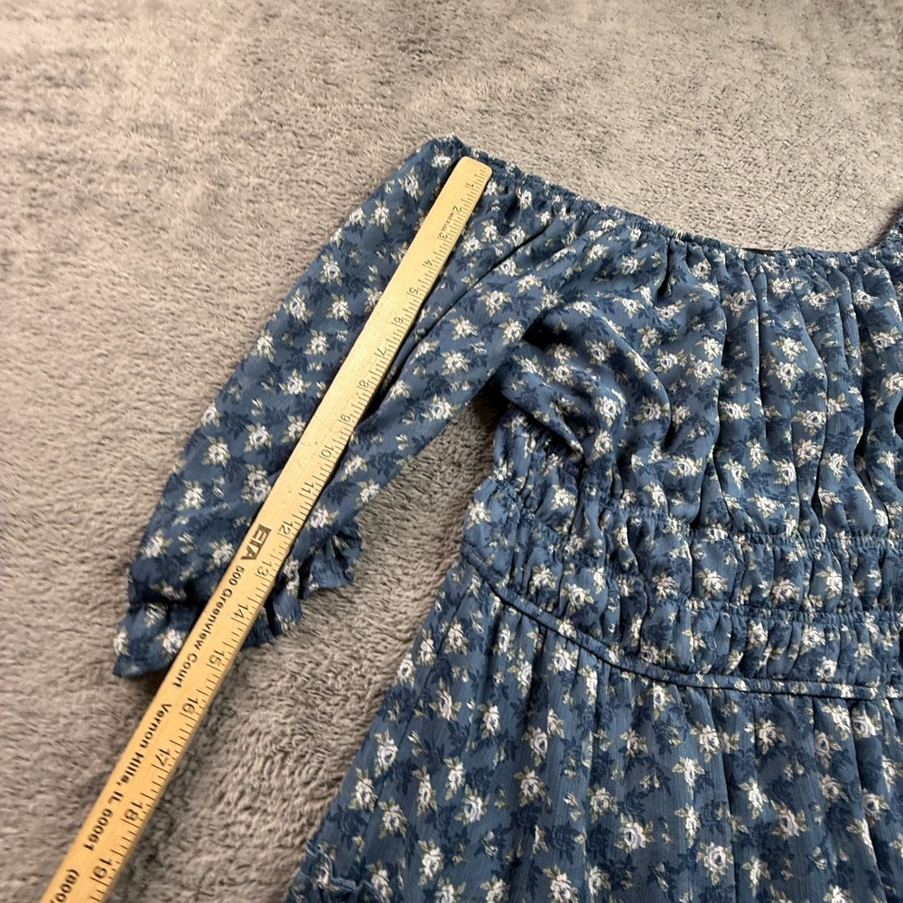 Trixxi Women 1X Off Shoulder Dress Blue Floral Cottagecore Peasant Boho Ruffle - Picture 5 of 8